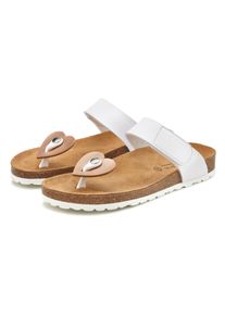 Pantolette Lascana "Mule, Sandale, offener Schuh, Sommerschuh, Zehentrenner", Damen, Gr. 39, wei&szlig;, Obermaterial: 100% Lederimitat. Decksohle: 100% Rindsleder. Futter: 100% Textilmaterial. Laufsohle: 100% Synthetik, leicht gl&auml;nzend, metallic, Schuhe Pantolette, mit Komfortkorkfu&szlig;bett aus Leder und 2 abnehmbaren Oberteilen