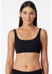 Bustier Schiesser "Pure Rib", Damen, Gr. 44, N-Gr, schwarz, Rippware, Obermaterial: 50% Baumwolle, 45% Modal, 5% Elasthan, bequem, BHs Bustier, sanft st&uuml;tzendes Unterbrustband, Doppelripp-Qualti&auml;t, elastisch