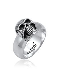 Siegelring Kuzzoi "Ring Herren Siegelring Totenkopf 925er Silber" Gr. 60, silber, Fingerringe, Herren, 60, ohne Stein, Silber 925 (Sterlingsilber), 10mm, Siegelring