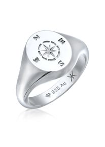 Siegelring Kuzzoi "Ring Siegelring Kompass 925 Sterling Silber" Gr. 60, silber, Fingerringe, Herren, 60, ohne Stein, Silber 925 (Sterlingsilber), 11mm, Siegelring