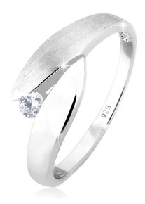 Silberring Elli "Ring Solit&auml;r Wickelring Zirkonia 925 Silber" Gr. 52, wei&szlig;, Fingerringe, Damen, 52, Silber 925 (Sterlingsilber), Silberring