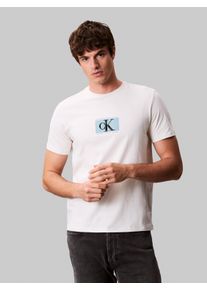 T-Shirt Calvin Klein "SS 30s E SPRTSWR 3 G", Herren, Gr. XL, grau (chalk), Single Jersey, Obermaterial: 100% Baumwolle, unifarben, regular fit h&uuml;ftlang, Rundhals, Shirts T-Shirt, mit Logo-Print