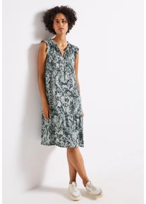 Tunikakleid Street One, Damen, Gr. 40, N-Gr, blau (arona blau), Jersey, Obermaterial: 100% Viskose, l&auml;ssig geschnitten, Rundhals, Kleider Tunikakleid, ohne &Auml;rmel, mit Snake-Print und Volants