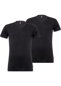 Levi's T-Shirt LEVI'S, Herren, Gr. S, schwarz (jet schwarz), Single Jersey, Obermaterial: 95% Baumwolle, 5% Elasthan, unifarben, normal normal, V-Ausschnitt, Shirts T-Shirt, V-Ausschnitt, Kurzarm, Cotton-Mix, elastisch