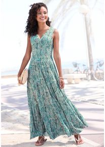 Maxikleid Vivance, Damen, Gr. 40, N-Gr, bunt (t&uuml;rkis, ros&eacute;, creme bedruckt), Jersey, Obermaterial: 100% Viskose, bedruckt, figurumspielend kn&ouml;chellang, V-Ausschnitt, Kleider Maxikleid, mit Alloverdruck, langes Sommerkleid aus Jersey, casual