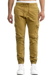 Cargohose INDICODE "INLevi", Herren, Gr. L, N-Gr, braun (amber), Web, Obermaterial: 98% Baumwolle, 2% Elasthan, unifarben, regular fit kn&ouml;chellang, Hosen Cargohose, mit seitlichen Cargotaschen und elastischen B&uuml;ndchen