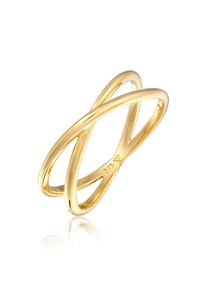 Silberring Elli Premium "Ring X Kreuz Wickelring 375 Gelbgold" Gr. 56, gold, Fingerringe, Damen, 56, Gelbgold 375, Silberring