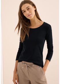 Langarmshirt Cecil "Style Pia", Damen, Gr. S (38), schwarz, Jersey, Obermaterial: 100% Baumwolle, unifarben, regular fit normal, Rundhals, gerader Abschluss, Shirts Langarmshirt