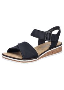 Sandalette Rieker, Damen, Gr. 37, schwarz, Lederimitat, unifarben, Schuhe Sandalette, Keilsandale, Sommerschuh, Urlaubsschuh mit Klettriemchen