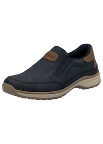 Slipper Rieker, Herren, Gr. 46, bunt (nachtblau, braun), Lederimitat, Basic, Schuhe Slipper, Slip-on-Sneaker, Freizeitschuh, Halbschuh mit Gummizug