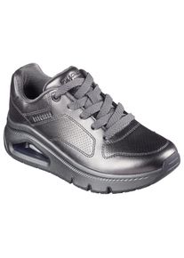 Sneaker Skechers "UNO ICON - LUSTROUS AIR", Damen, Gr. 37, grau, Leder, metallic, Schuhe Sneaker, Keilsneaker, Plateausneaker, Schn&uuml;rschuh im Metallic Look