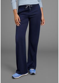 Palazzohose Kangaroos, Damen, Gr. 46, N-Gr, blau (marine), Jersey, Obermaterial: 70% Viskose, 25% Polyamid, 5% Elasthan, loose fit lang, Hosen Palazzohose, im Loose Fit mit Kordelzug