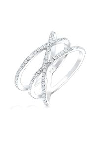 Silberring Elli "Ring Verschlungen Kristalle 925 Silber" Gr. 54, wei&szlig;, Fingerringe, Damen, 54, Silber 925 (Sterlingsilber), Silberring