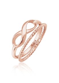 Ring-Set Elli "Ring Infinity Bandring Gedreht Stapelring Set 925 Silber" Gr. 56, rosa (rosegold), Fingerringe, Damen, 56, ohne Stein, Silber 925 (Sterlingsilber), 5mm, Ring-Set