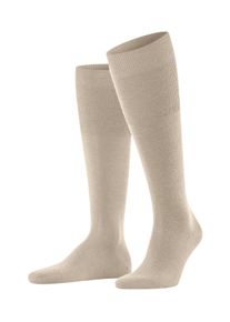 Kniestr&uuml;mpfe Falke "Airport", Herren, Gr. 39-40, beige (beige meliert), Materialmix, unifarben, normal, Socken Kniestr&uuml;mpfe, Merinowolle au&szlig;en, langes B&uuml;ndchen, atmungsaktiv, klimaregulierend