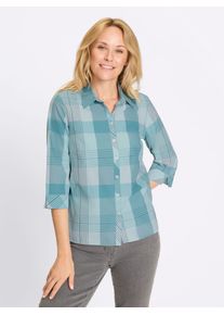 Karobluse Classic Basics, Damen, Gr. 56, blau (ozean, wei&szlig;, kariert), 50% Baumwolle, 50% Polyester, gemustert, kariert, mehrfarbig, Blusen Karobluse