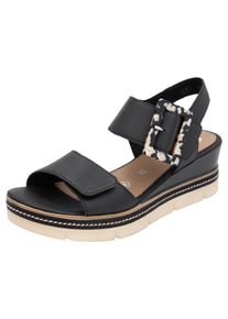Keilsandalette Remonte "Elisabeth Hurley-Collection", Damen, Gr. 36, schwarz, Leder, unifarben, Schuhe Keilsandalette, Keilabsatz, Riemensandale, Sommerschuh, auff&auml;llige Zierschnalle, Topseller