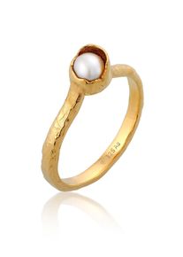 Perlenring HAZE & GLORY "Ring Stapelring S&uuml;sswasserperle - Mutiara 925 Silber" Gr. 56, gold, Fingerringe, Damen, 56, ohne Stein, Silber 925 (Sterlingsilber), 6mm, Perlenring