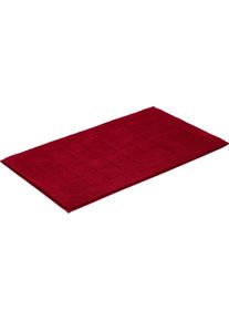 Badematte Vossen "Exclusive" Gr. 3, rot (rubin), H:20mm, Baumwolle, Badematten, Badematte, Badteppich, Uni-Farben, Karo Muster, Hoch-Tief Effekt, reine Baumwolle