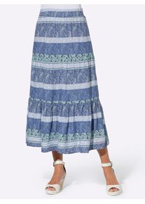 Stufenrock Classic Basics, Damen, Gr. 52, bunt (rauchblau, kalkmint, bedruckt), 100% Viskose, Paisley, bedruckt, gemustert, gestreift, lang, R&ouml;cke Stufenrock