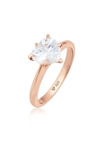 Silberring Elli "Ring Herz Zirkonia Verlobungsring Solit&auml;r 925 Silber" Gr. 58, rosa (rosegold), Fingerringe, Damen, 58, Silber 925 (Sterlingsilber), Silberring