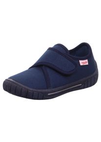 Hausschuh Superfit "BILL, WMS: mittel", M&auml;dchen, Gr. 30, blau (dunkelblau), Baumwolle, Schuhe Hausschuh, Kindergartenschuh mit Klettverschluss, Gr&ouml;&szlig;enschablone zum Download