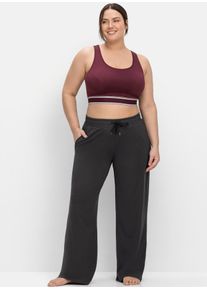 Sporthose sheego, Damen, Gr. 44, Normalgr&ouml;&szlig;en, grau (anthrazit), 70% Viskose, 26% Polyamid, 4% Elasthan, unifarben, Hosen Sporthose
