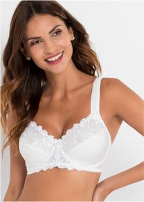 Minimizer-BH bonprix "Minimizer-BH mit gepolsterten Tr&auml;gern", Damen, Gr. 85, Cup G, wei&szlig;, Obermaterial: 82% Polyamid, 18% Elasthan. Futter: 100% Baumwolle. Spitze: 62% Polyester, 31% Polyamid, 7% Elasthan, BHs Minimizer-BH, minimierende Passform, gepolfterte Tr&auml;ger