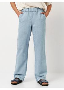Schlupfhose Toni "Pia Wide", Damen, Gr. 38, N-Gr, blau (blau bleached), Web, Obermaterial: 50% Baumwolle, 25% Leinen, 25% Lyocell, lang, Hosen Schlupfhose, Sommerhose in sommerlicher Qualit&auml;t mit Leinen