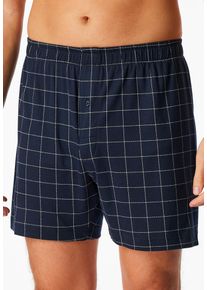 Boxershorts Schiesser "Fine Interlock", Herren, Gr. 9, blau (804, blau), Interlock, Obermaterial: 100% Baumwolle, Unterhosen Boxershorts, elastischer Bund, kariert, Baumwolle, weich