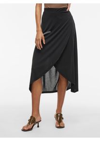 Wickelrock Vila "VIMODALA HW WRAP SKIRT - NOOS", Damen, Gr. XL (42), schwarz, Jersey, Obermaterial: 70% Modal, 30% Polyester, unifarben, wadenlang, R&ouml;cke Wickelrock