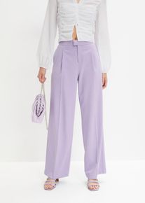 Bundfaltenhose bonprix "Bundfaltenhose", Damen, Gr. 36, N-Gr, lila (hellviolett), Obermaterial: 66% Polyester, 33% Viskose, 1% Elasthan, festlich, loose fit, Hosen Bundfaltenhose, aus Polyester, Viskose und Elasthan, Loose Fit, festlicher Stil