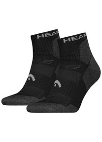 Kurzsocken Head "Head HIKING ALL CLIMATES QUARTER 2P", Damen, Gr. 43-46, schwarz, Materialmix, unifarben mit Farbeinsatz, normal, Socken Kurzsocken, mit Logostickerei