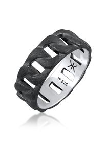 Silberring Kuzzoi "Ring Herren Chunky Chain Look Panzerglieder 925 Silber" Gr. 62, schwarz, Fingerringe, Herren, 62, Silber 925 (Sterlingsilber), Silberring