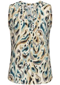 Blusentop Lascana, Damen, Gr. 42, gr&uuml;n (sand, blau, khaki bedruckt), Web, Obermaterial: 100% Viskose, bedruckt, figurumspielend h&uuml;ftlang, tiefer V-Ausschnitt, Blusen Blusentop, mit Alloverprint und V-Ausschnitt, Blusenshirt, casual, Topseller