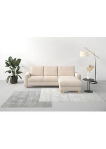 Ecksofa Home Affaire "Summer L-Form", beige (creme), B:249cm H:91cm T:164cm, 100% Polyester, Sofas, Ecksofa, mit Recamiere, mit oder ohne Bettfunktion und Bettkasten, Cord-Bezug