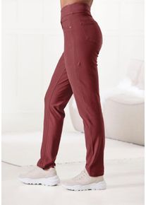H.I.S. Schlupfhose H.I.S, Damen, Gr. 44/46, N-Gr, rot (rosenholz), Obermaterial: 70% Baumwolle, 25% Polyester, 5% Elasthan, unifarben, Basic, bequem lang, Hosen Schlupfhose, in Jeans Optik, Loungewear, Topseller