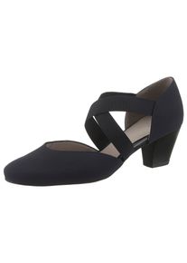 Spangenpumps Ara "TOULOUSE", Damen, Gr. 3, Leder, blau (dunkelblau), Textil, unifarben, Schuhe Spangenpumps, Abendschuh, Festtagsschuh, Trichterabsatzmit elastischen Riemchen