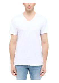 T-Shirt Mustang "Amado", Herren, Gr. M, wei&szlig;, Jersey, Obermaterial: 95% Baumwolle, 5% Elasthan, Basic, V-Ausschnitt, Shirts T-Shirt