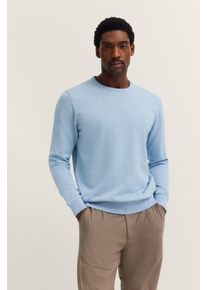 Rundhalspullover Bugatti "Basic Essential", Herren, Gr. M, blau (hellblau), 100% Baumwolle, regular fit, Rundhals, Rippb&uuml;ndchen, Pullover Rundhalspullover, aus reiner Baumwolle