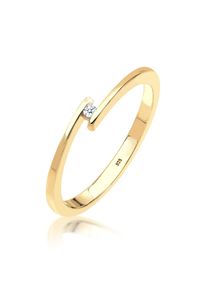 Verlobungsring Elli DIAMONDS "Ring Diamant Wei&szlig; Brillantschliff (0.015 ct) 925 Sterling Silber" Gr. 56, gold, Fingerringe, Damen, 56, Silber 925 (Sterlingsilber), Verlobungsring