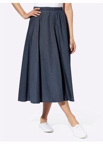 Jeansrock Casual Looks, Damen, Gr. 54, blau (dunkelblau), 100% Baumwolle, unifarben, wadenlang, R&ouml;cke Jeansrock