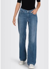 Weite Jeans MAC "DREAM WIDE", Damen, Gr. 46, L&auml;nge 30, blau (summer mid blau), Denim/Jeans, Obermaterial: 75% Baumwolle, 12% Modal, 9% Polyester, 4% Elasthan, unifarben, figurumspielend kn&ouml;chellang, Jeans Weite Jeans, mit weitem Bein-Stretch