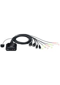 Aten KVM-switch med kabel, 4096 x 2160, HDMI-uttag / 2x USB-A-uttag / 2x 3,5 mm stereouttag - 2x HDMI-kontakt / 2x USB-A-kontakt / 2x 3,5 mm 