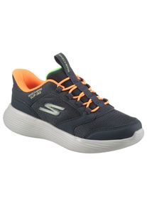 Slip-On Sneaker Skechers "GO RUN 400 V2", Jungen, Gr. 34, blau (navy, orange), Synthetik, kontrastfarbene Details, Schuhe Slip-On Sneaker, Schlupfschuh mit Slip-ins, Gr&ouml;&szlig;enschablone zum Download