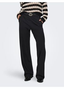 Anzughose Only "ONLPOPTRASH LIFE MW STRAIGHT PANT PNT", Damen, Gr. XL, L&auml;nge 34, schwarz, Milano Rib, Obermaterial: 63% Viskose, 32% Nylon, 5% Elasthan, unifarben, normal, Hosen Anzughose, Viskosemischung