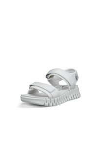 Sandalette Ecco "Ecco GRUUV SOL W", Damen, Gr. 35, wei&szlig;, Leder, Schuhe Sandalette, Plateau, Sommerschuh, Sandalette mit praktischem Klettverschluss