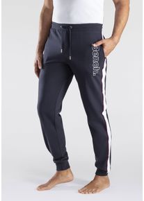 Sweathose BENCH. LOUNGEWEAR, Herren, Gr. 60/62 (XXL), N-Gr, blau (navy, wei&szlig;), Sweatware, Obermaterial: 60% Baumwolle, 40% Polyester, unifarben mit Farbeinsatz, Basic, bequem lang, Hosen Sweathose, mit aufgesetzten Streifen an der Seite und Logodruck