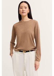 Rundhalspullover Bugatti "weich & elegant", Damen, Gr. M, beige (50, beige), 40% Viskose, 30% Polyamid, 20% Polyester, 10% Kaschmir, unifarben, normal, Rundhals, Pullover Rundhalspullover, aus einem Kaschmir-Mix