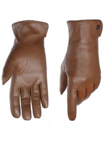 Lederhandschuhe Pearlwood "PAM", Damen, Gr. 8, braun (cognac), Schafsleder, unifarben, Handschuhe Lederhandschuhe, weiches Fleece-Innenfutter, Temperaturregulierend, Seitenschlitz